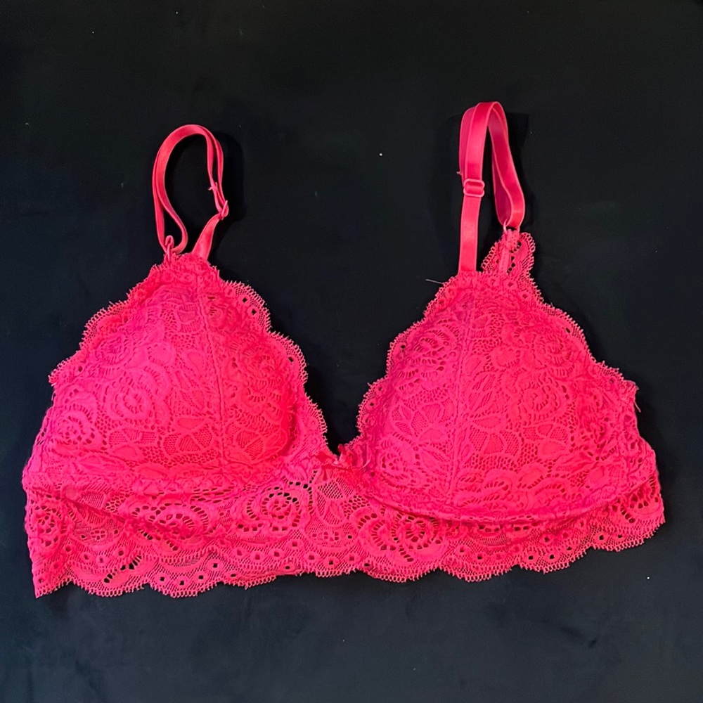 Bright pink lace XOXO bralette